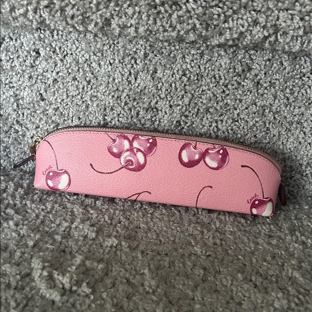 COACH Pink Cherry Print Pencil Case